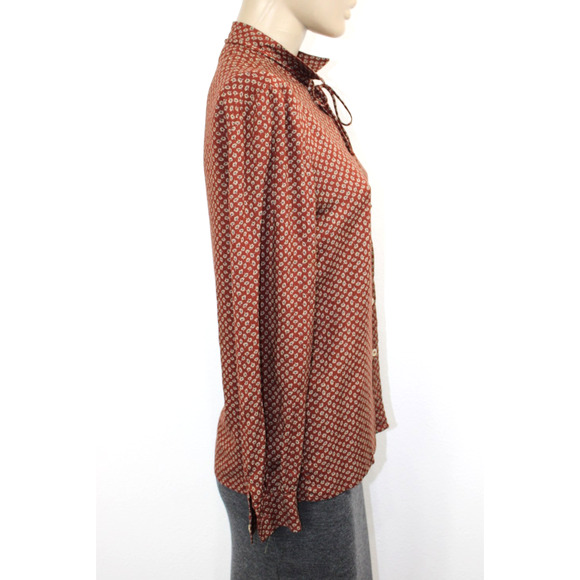 Vintage Jupe International Shirt Women's 10 Floral Boho 70s Buttons Tie - Picture 3 of 10